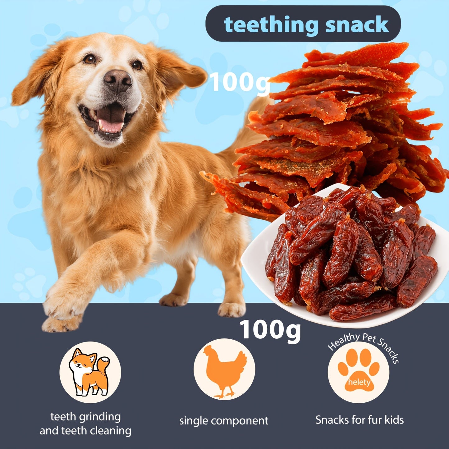 Dog & Cat Chicken Duck Jerky Treats – Freeze-Dried Meat Snacks with Teething Sticks Combo Pack 100g 200g Options