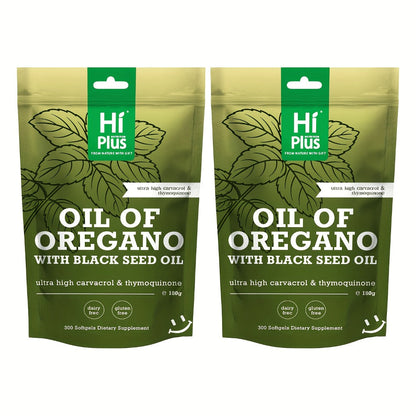 Oregano Oil Black Seed Oil Softgels 2-in-1 Immune Support — 4x Strength Carvacrol 200mg Thymoquinone | Plant-Based Antioxidant Antimicrobial & Respiratory Health | 300 Capsules
