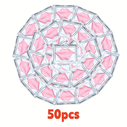 Lip Mask 50 Pcs Crystal Pink Hydrating Patches – Deep Moisturizing Lip Treatment for Dry Dull Lips, Plumping Lip Care Gift Set for Women Mothers Bulk Party Favor
