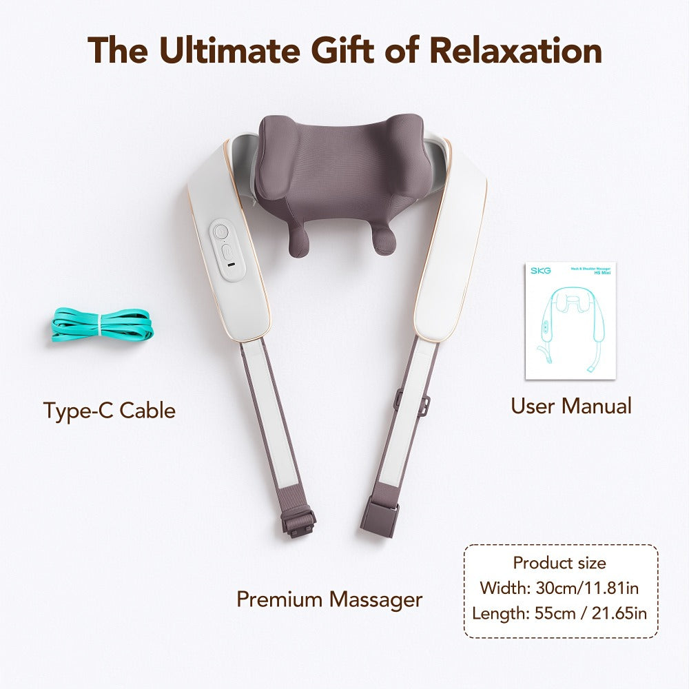 Neck Massager with Heat – 6D Shiatsu Cordless Deep Kneading Electric Massager for Neck, Shoulder, Back & Waist | 9 Modes, Hot Compress 40-45°C, 2200mAh Battery | Portable for Home, Office & Car