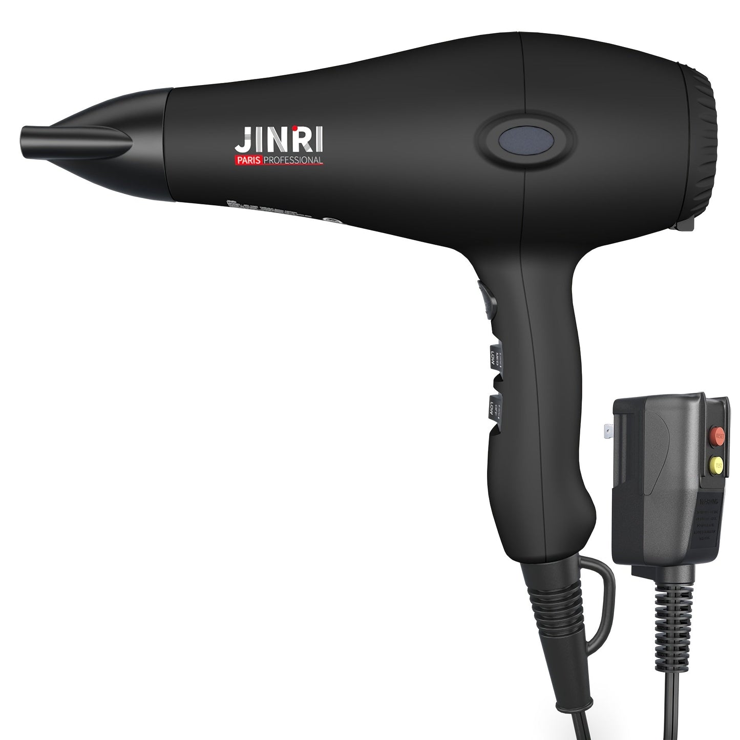 1875W Professional Hair Dryer with Diffuser & Concentrator — Ionic Technology, Salon-Quality Blowout for Curly Hair, Adjustable Cord, US Plug, Black