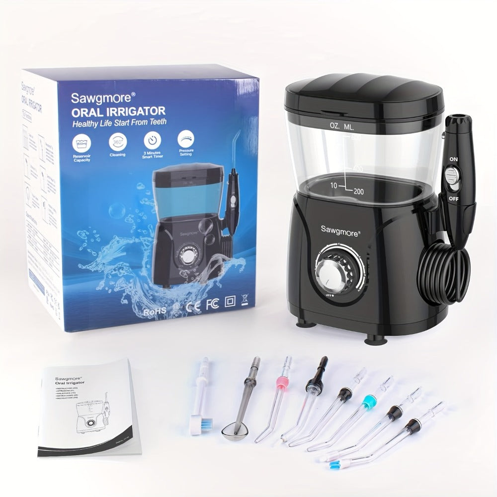 Water Flosser for Teeth & Braces 600ml Large Tank – 10 Adjustable Pressure Levels 8 Nozzles IPX4 Waterproof Professional Oral Irrigator Desktop Electric Dental Flosser for Adults Family