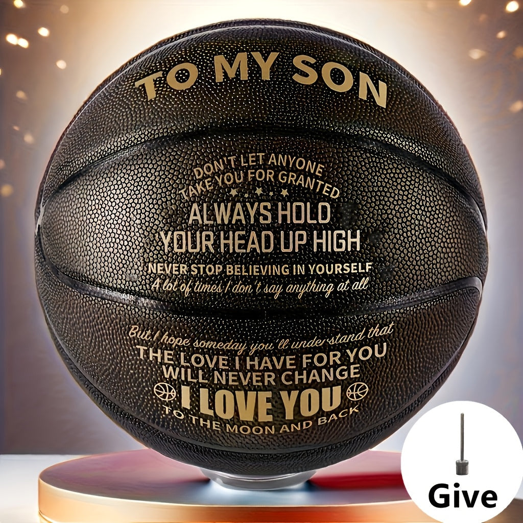 Personalized Basketball Gift for Son & Grandson Standard Size with Pump To My Son To My Grandson Heartfelt Message Sports Birthday Christmas Holiday Gift for Boys Teens