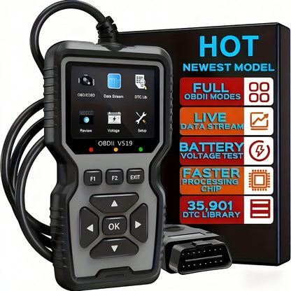 OBD2 Scanner Tool V519 - Professional Code Reader for Check Engine Light, Live Data & Diagnostic Trouble Codes | Works on All 1996+ Cars