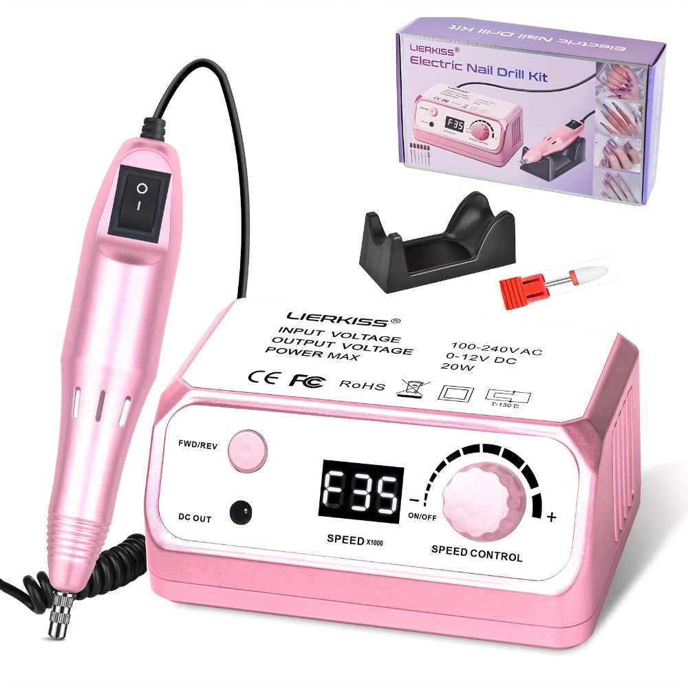 Nail Drill Kit 35000 RPM with 100 Sanding Bands Multiple Drill Bits Electric Nail File for Acrylic Gel Nails Manicure Pedicure Salon Home Use Purple Pink Black