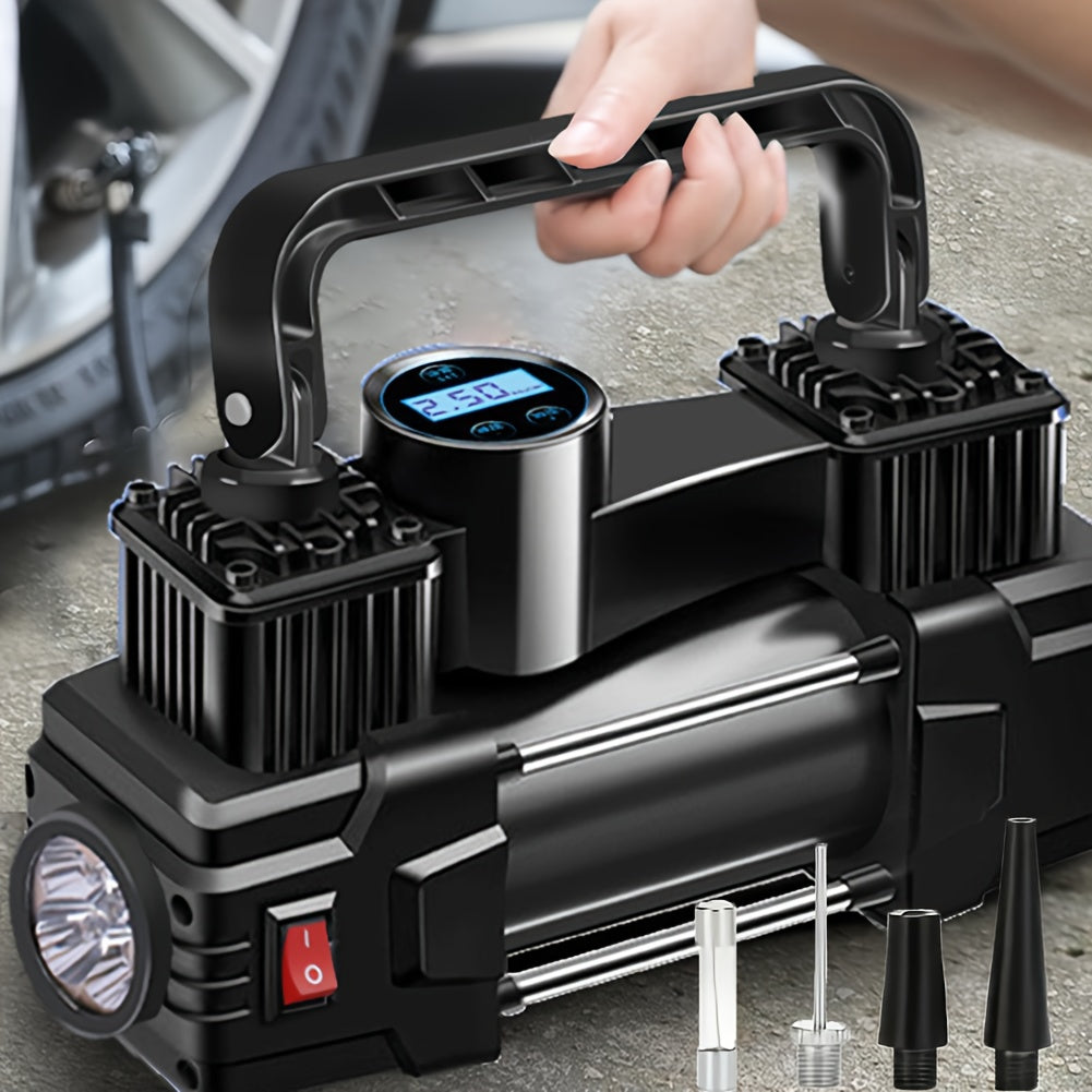 1pc Tire Inflator Portable Air Compressor 150PSI, 12V Car Air Pump with Digital Display, LED Lights, Car Power Outlet Lighter for Cars, Motorcycles, Bikes And Balls