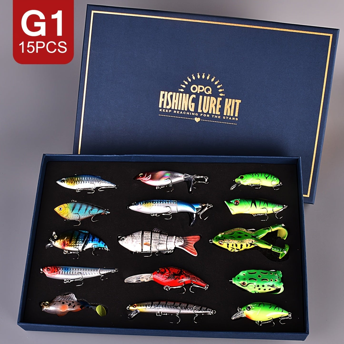 Swimbait Fishing Lures 15pcs Multi-Section Jointed Lure Kit for Bass Pike Trout, Saltwater Freshwater Realistic Swimming Action Fishing Bait Set G1 G2 G3 Styles, Fishing Gift Bundle