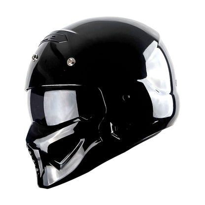Convertible Motorcycle Helmet Full Face & Open Face 2-in-1 – Detachable Visor, Face Mask & Smoked Shield, Aerodynamic Thermoplastic Shell, Classic Style, Adult S/M/L/XL