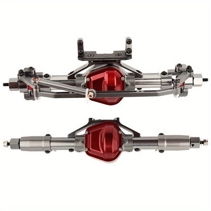 SCX10 Metal Axle Upgrade Kit CNC Aluminum Alloy Front & Rear Straight Axles – Compatible with Axial SCX10 90046 90047 1/10 RC Crawler Climbing Car 45# Steel Drive Shaft RC Hobbyist Upgrade