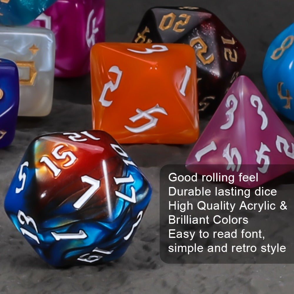 DND Dice Set 182pcs 26 Colors – Complete Polyhedral Dice with Flannel Bag D20 D12 D10 D8 D6 D4 for Dungeons and Dragons RPG MTG Tabletop Games Gift for Gamers