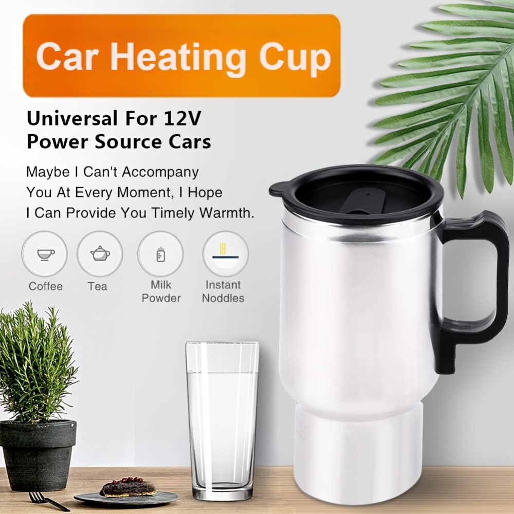 Car Electric Kettle 12V – Stainless Steel Travel Heating Cup with Auto Shut-Off, 450ml & 500ml Portable In-Car Water Heater for Hot Water, Tea & Coffee – Cigarette Lighter Powered Road Trip Essential