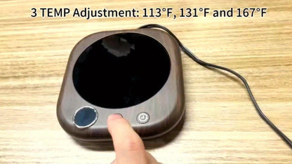 Smart Electric Coffee Mug Warmer 40W – Desktop Coffee Cup Thermos with Temperature Display, 3 Heat Settings, 1–12 Hour Timer & 4-Hour Auto Shut-Off, Keeps Coffee Tea Milk Cocoa Warm – Wood Grain Father's Day Gift