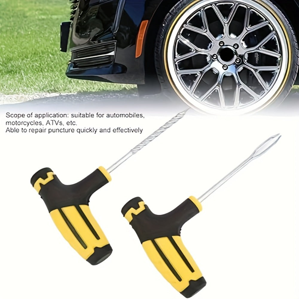 Tire Repair Kit 42pcs – Car Tubeless Tire Plug Kit with Emergency Tools, Patches & Sealant for Quick Flat Tire Fix on Cars Trucks SUVs Motorcycles, Easy DIY Roadside Repair