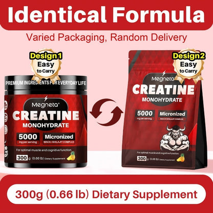 Micronized Creatine Monohydrate 5000mg Powder 300g 60 Servings – No Artificial Sweeteners or Flavors, Energy, Muscle Recovery & Mental Clarity
