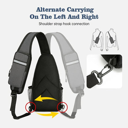 Sling Bag 2 Pack Lightweight Crossbody Backpack for Men Women Oxford Chest Shoulder Daypack Hiking Travel Casual Outdoor Bag Set Dark Grey Light Grey