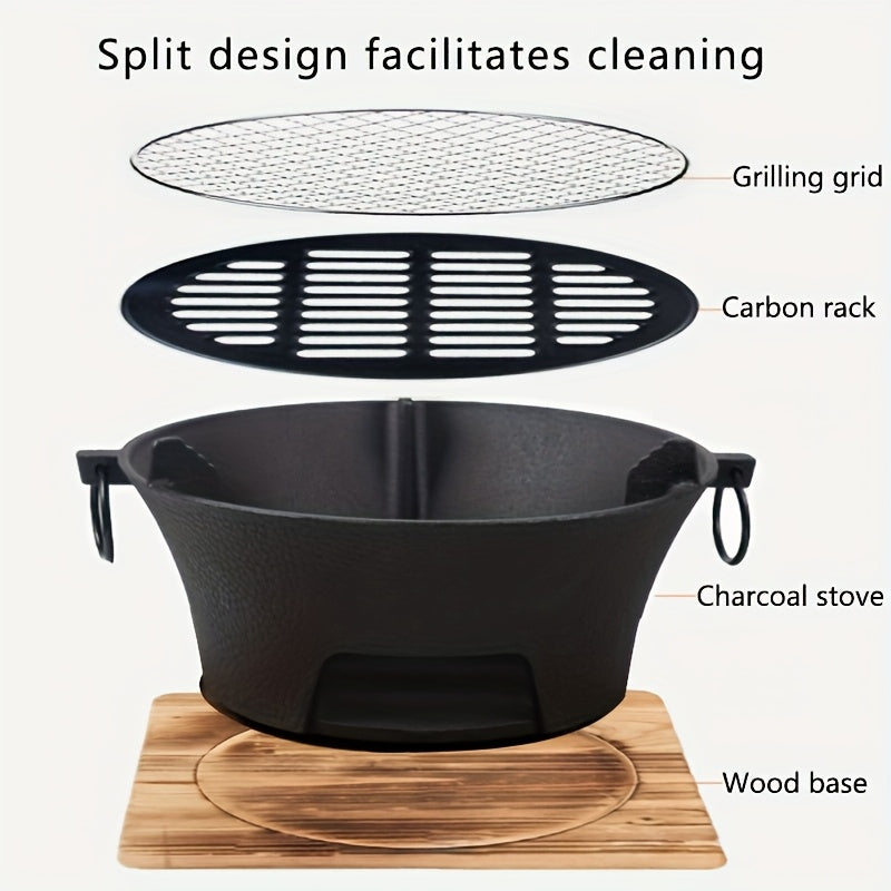 Tabletop Charcoal Grill 10.25 Inch - Portable BBQ Grill with Cooking Grate, Compact Outdoor Barbecue for Camping, Picnic, Patio, Backyard, Beach & RV Trips, Lightweight & Easy to Set Up