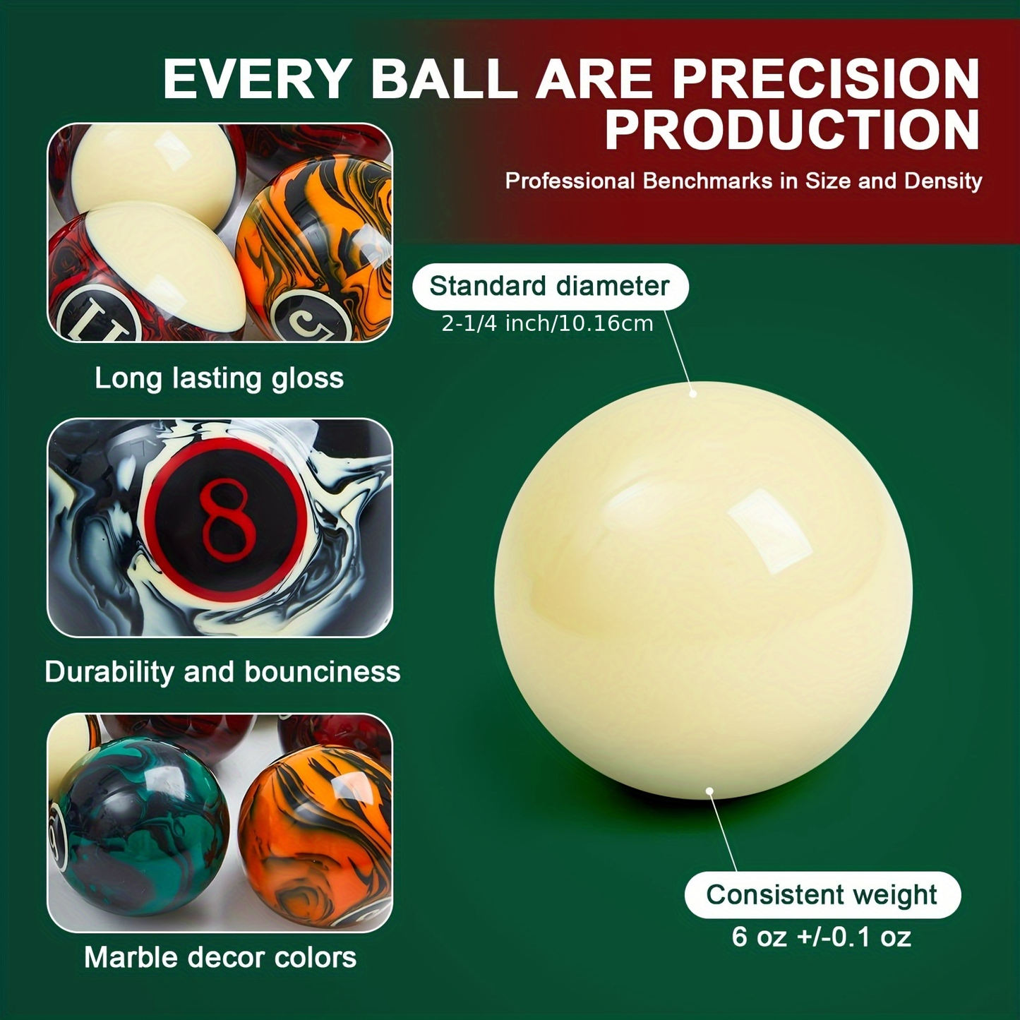 Pool Balls Billiard Set 20 Piece Complete Kit with 16 Fancy Billiard Balls 2 Diamond Pool Cue Sticks and 2 Ball Racks Full Billiard Table Accessories for Adults Men Home Office Bar Entertainment