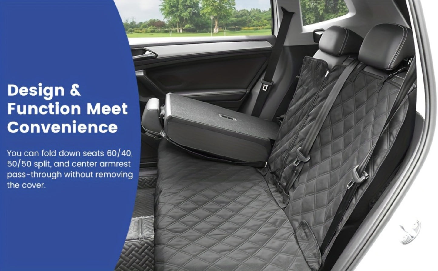 Bench Seat Cover for Back Seat – Waterproof 900D Full Rear Seat Protector for Pets & Kids, Universal Fit Cars Trucks SUVs, Non-Slip Machine Washable, Seat Belt & Armrest Access, Black