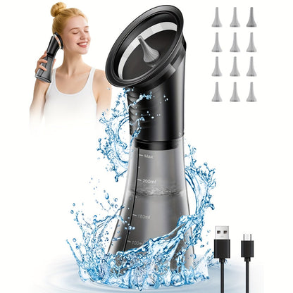 Ear Wax Removal Kit Electric Hydraulic Pro – 3-Speed Water Flushing Ear Cleaner with Temp Sensor, Visual Waste Tank, USB Rechargeable, Nozzle Belt, Medical-Grade Safe Home Ear Care System