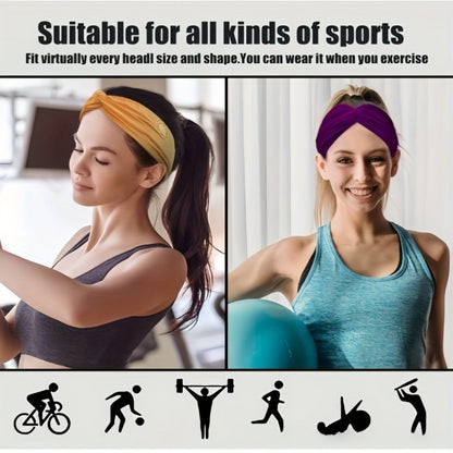 Stretchy Headbands 20 Pack for Women & Men – Soft Sweat-Wicking Non-Slip Elastic Turban Knot Hair Wraps Breathable Solid Colors for Yoga Running Gym Workout Daily Fashion Bulk Set