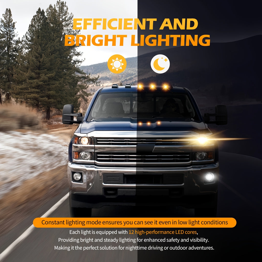 5pcs Multicolour Light Wireless Solar Powered Cab Lights With Motion Vibration Sensor For Truck for truck Cab Roof Lights For Car Cab Lights For Universal Car Easy To Carry 16Led, Without Battery