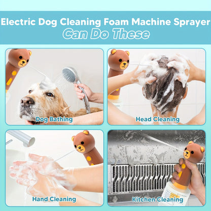 Pet Foam Bath Dispenser Electric - Automatic Dog Soap Shampoo Mixing Bottle IPX7 Waterproof Rechargeable Cleaning Foam Machine for Dog Cat Puppy & Children