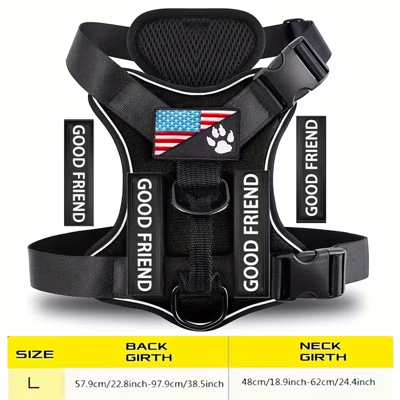 Service Dog Harness with 5 Patches – Reflective Adjustable Oxford Vest with Inner Mesh Layer, Service Dog ID System for Small Medium Large Dogs, XS–XL, 5 Colors