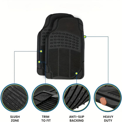 Car Floor Mats 3pcs PVC – Non-Slip Waterproof Anti-Skid Floor Mat Set, Easy Wipe-Clean, Universal Fit for Sedan & SUV, Durable Black Car Interior Mat