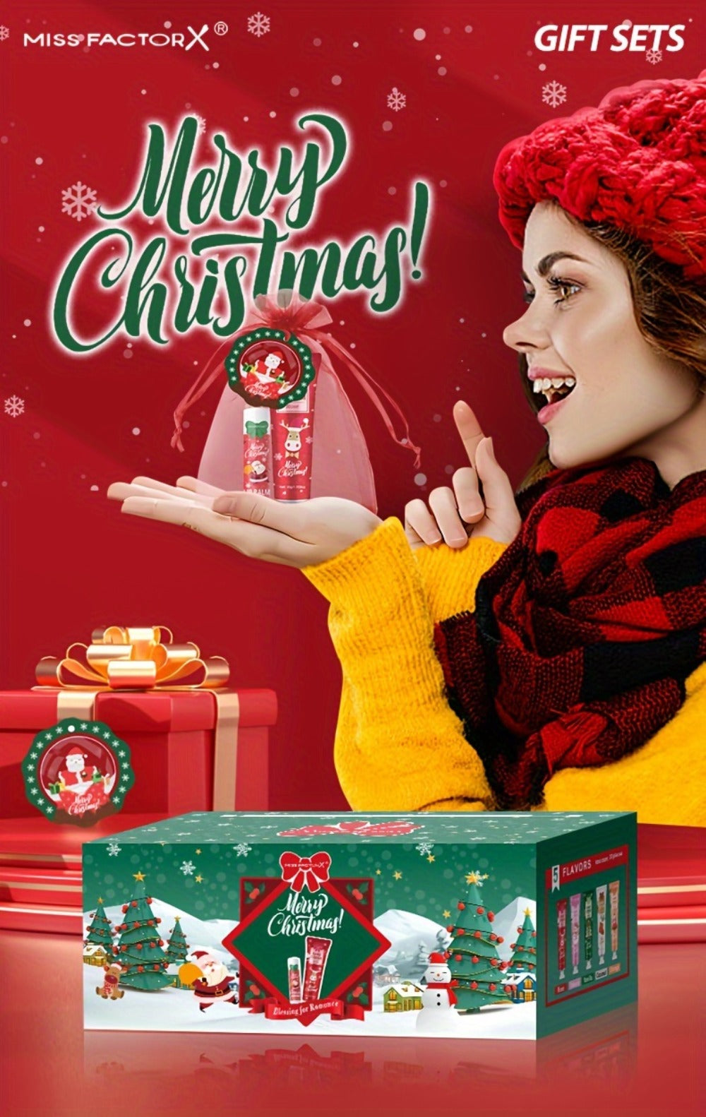 Bulk Gift Set 120 Pieces Lip Balm & Hand Cream with Red Velvet Bags & Holiday Cards — Moisturizing Party Favors for Colleagues, Employees & Friends