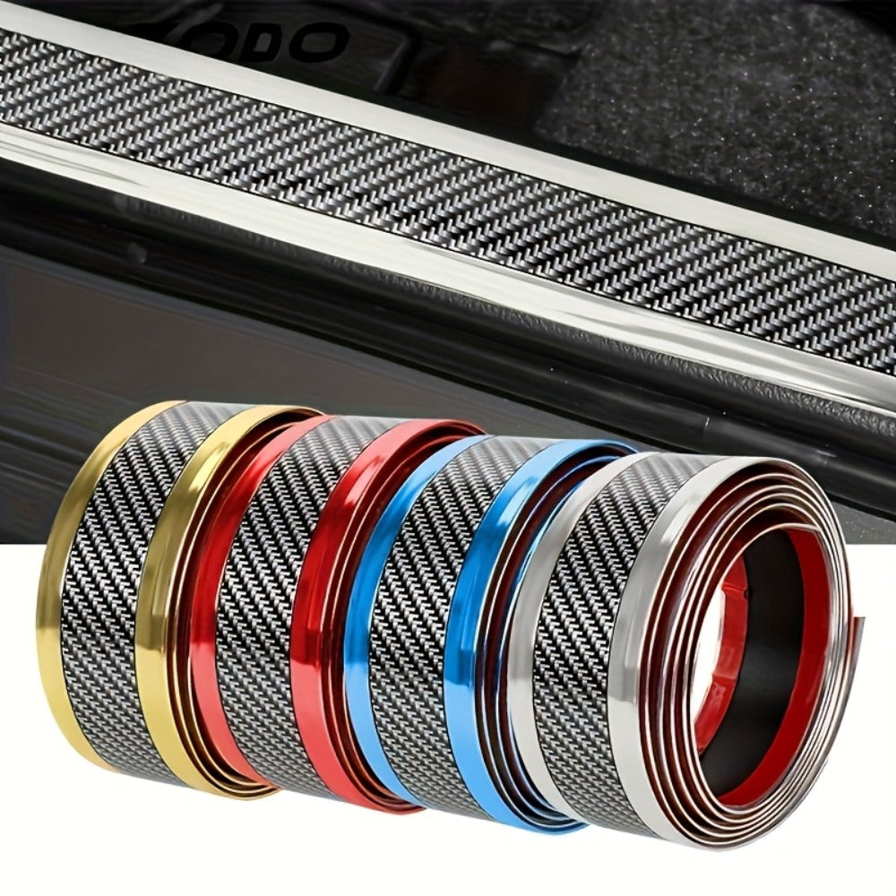 Car Door Guard Scratch Protector 2pcs Carbon Fiber Design - Anti-Scratch Strip for Rearview Mirror & Bumper, Universal Fit in Blue Red Gray
