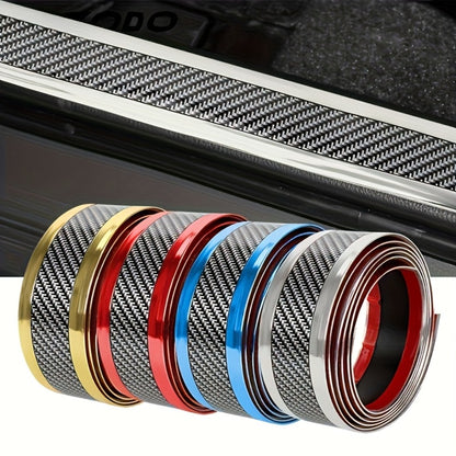 Car Door Guard Scratch Protector 2pcs Carbon Fiber Design - Anti-Scratch Strip for Rearview Mirror & Bumper, Universal Fit in Blue Red Gray
