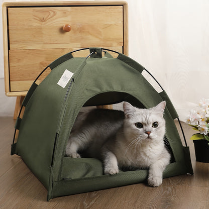 Portable Pet Tent Sleeping Nest for Cats & Dogs - Soft Cozy Foldable Pet House for Indoor Outdoor Camping Travel, Easy Assembly Solid Color Design, Ideal Pet Gift for Cats Dogs, Fern Green