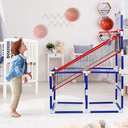 Kids Adjustable Basketball Hoop Set with 2 Balls & Storage – Indoor Outdoor Sport Toy for Ages 3–6, Thick PVC Frame | Best Birthday Christmas Gift for Boys and Girls