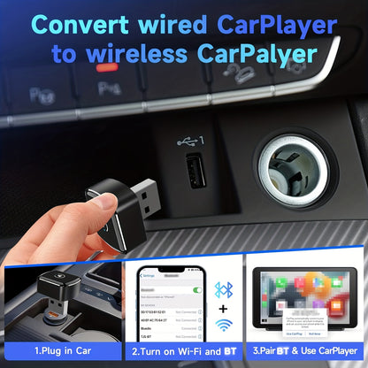 Adapter for Wireless Carplay And Android Auto, Transforms Wired Connections to Wireless, Easy to Use USB Dongle, Enables Voice Control, Enhances Vehicle Entertainment, Portable And Compact Design, Dependable Performance, Smooth Integration