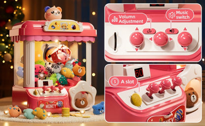 Mini Claw Machine for Kids with Lights Music Pink – Large 16.9" Arcade Claw Toy with 20 Coins 16 Plush Dolls USB Cable, Fun Birthday Christmas Gift for Girls Boys Ages 3 6 8 10+