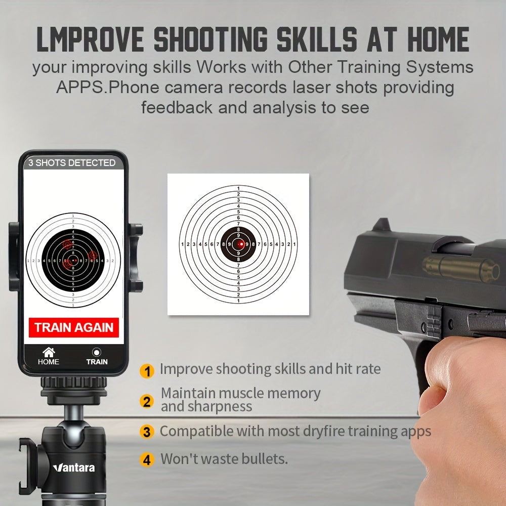 Dry Fire Laser Training Cartridge Multi-Caliber – 9mm 45ACP 223Rem 380ACP 357Sig 308Win 12GA 40Cal 6.5mm 7.62x39 | H59 Brass | Class IIIA Red Laser | Aperture Aiming | Batteries Included