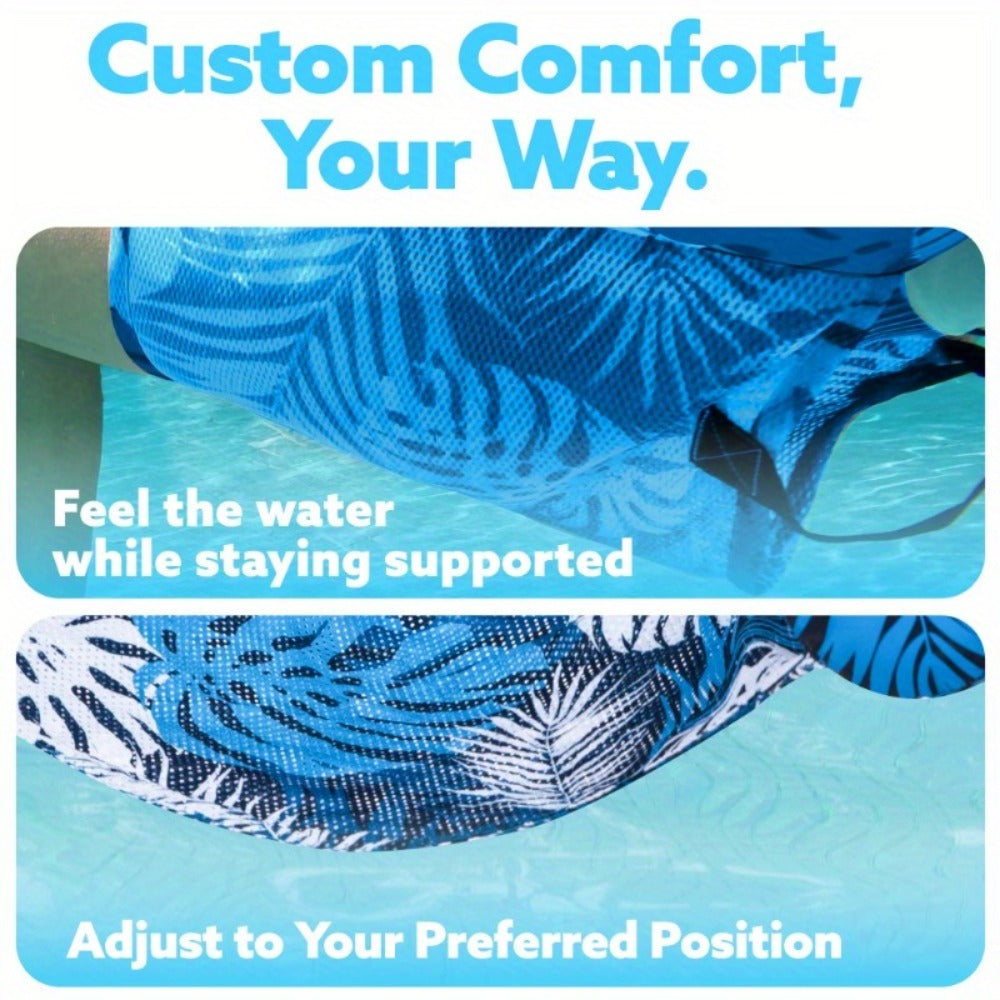 Inflatable Pool Float Chair for Adults – Leaf Design Floating Lounger with Mesh Sling Seat & Soft Fabric Cover, 1 or 2 Pack, Pool Beach Lake Summer Water Toy