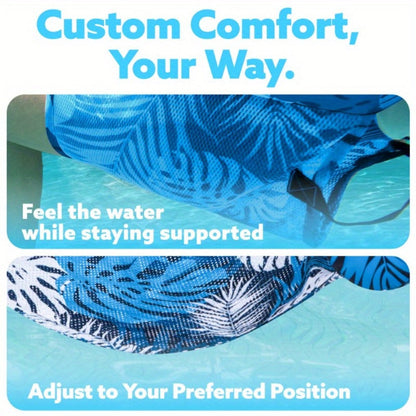Inflatable Pool Float Chair for Adults – Leaf Design Floating Lounger with Mesh Sling Seat & Soft Fabric Cover, 1 or 2 Pack, Pool Beach Lake Summer Water Toy