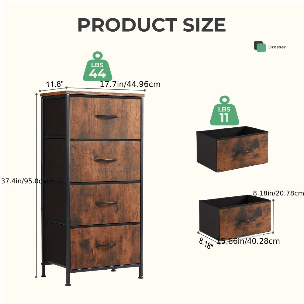 4-Drawer Metal Dresser, Bedroom Drawer Chest for Organized Everyday Storage detail image