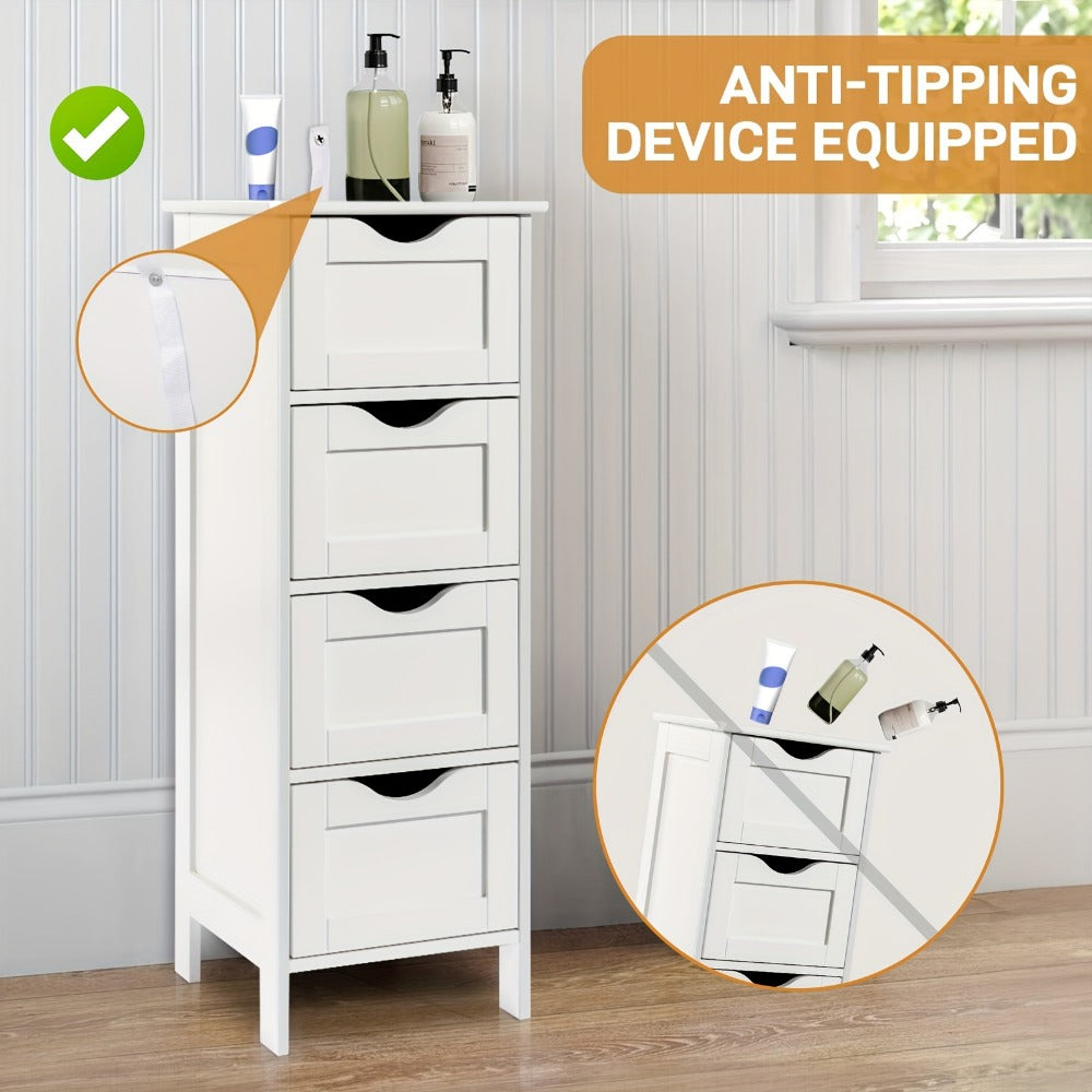 4-Drawer Space-Saving Bathroom Storage Cabinet, Multi-Purpose Organizer Cabinet detail image - detail view 10