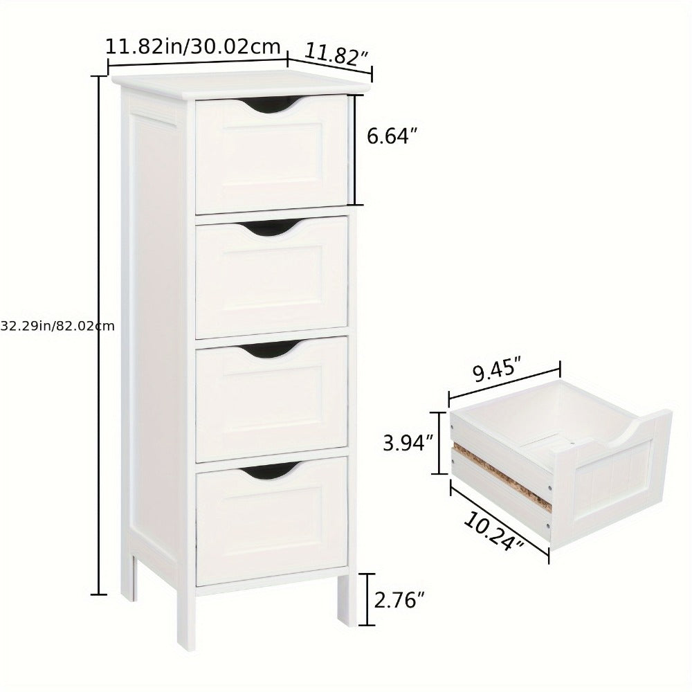 4-Drawer Space-Saving Bathroom Storage Cabinet, Multi-Purpose Organizer Cabinet detail image - detail view 4