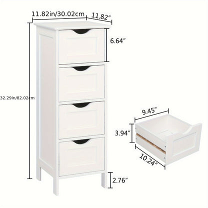 4-Drawer Space-Saving Bathroom Storage Cabinet, Multi-Purpose Organizer Cabinet detail image - detail view 4