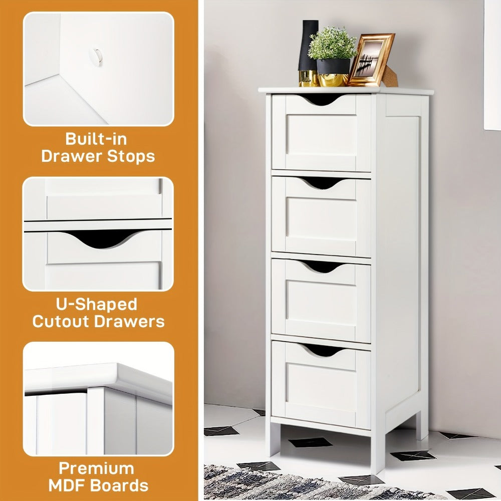 4-Drawer Space-Saving Bathroom Storage Cabinet, Multi-Purpose Organizer Cabinet detail image - detail view 9