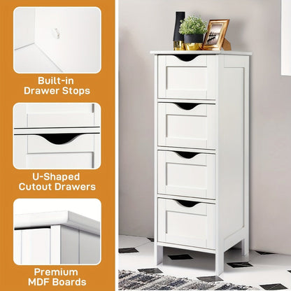 4-Drawer Space-Saving Bathroom Storage Cabinet, Multi-Purpose Organizer Cabinet detail image - detail view 9