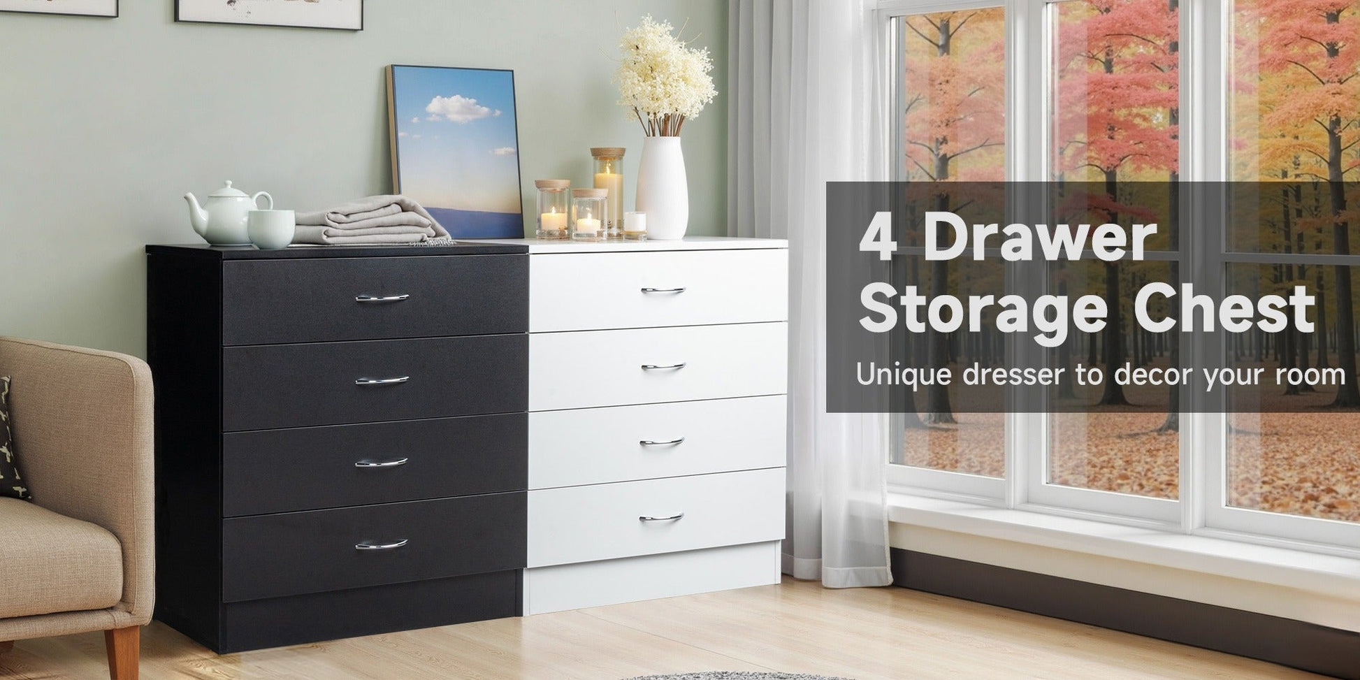 4-Drawer Wood Dresser, Bedroom Drawer Chest for Organized Everyday Storage detail image - detail view 13