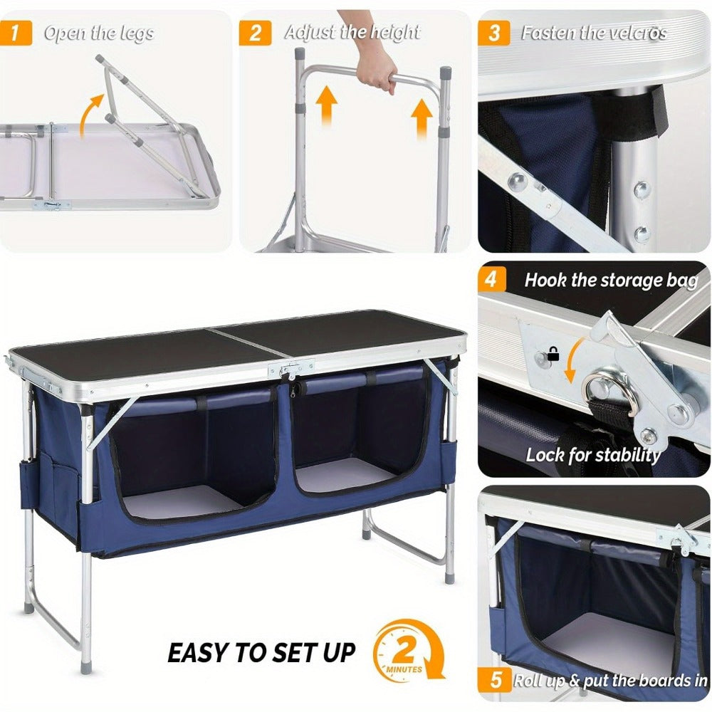 4-Foot Folding Table with Adjustable Height, Space-Saving Utility Table for Home Office detail image - detail view 10