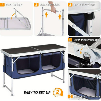4-Foot Folding Table with Adjustable Height, Space-Saving Utility Table for Home Office detail image - detail view 10
