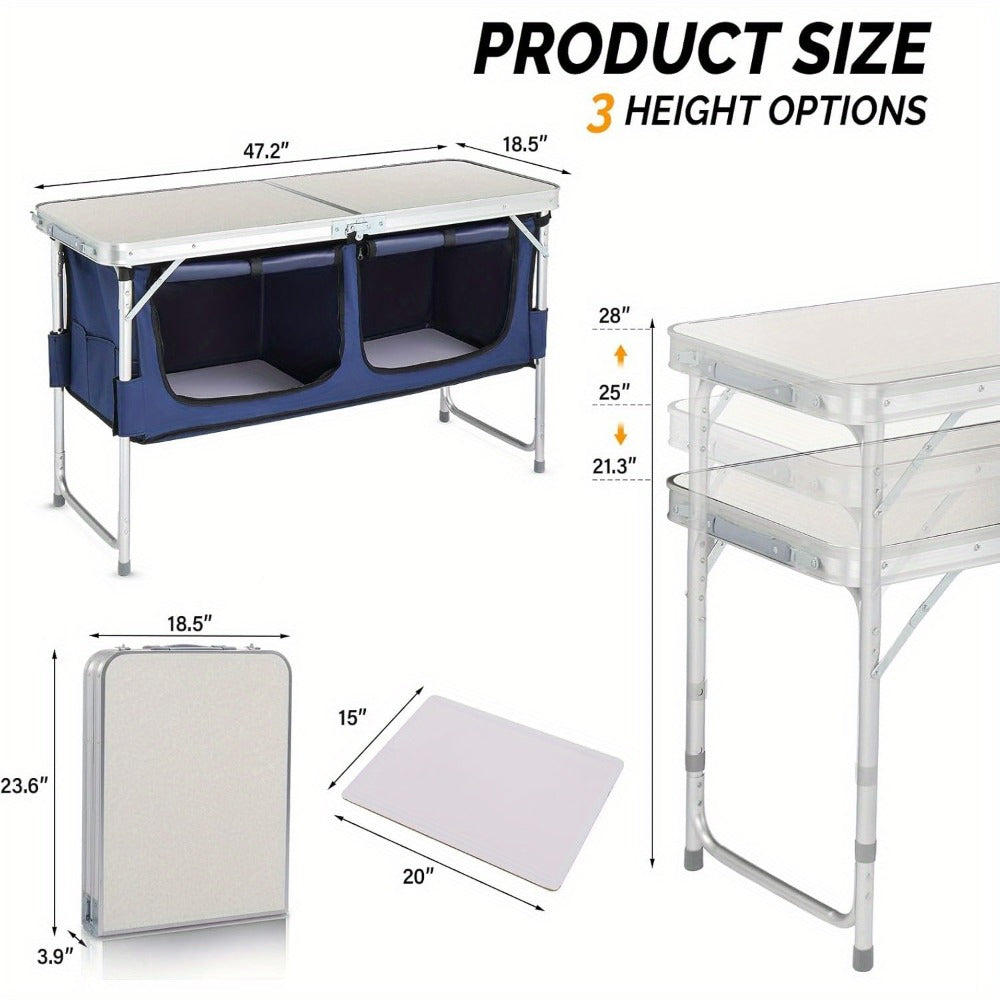 4-Foot Folding Table with Adjustable Height, Space-Saving Utility Table for Home Office detail image - detail view 14