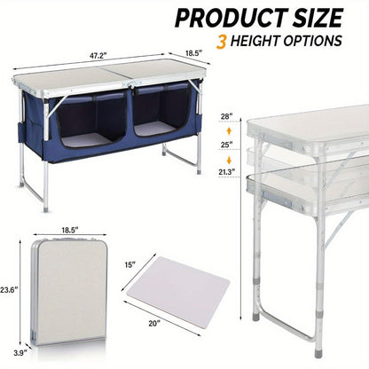 4-Foot Folding Table with Adjustable Height, Space-Saving Utility Table for Home Office detail image - detail view 14