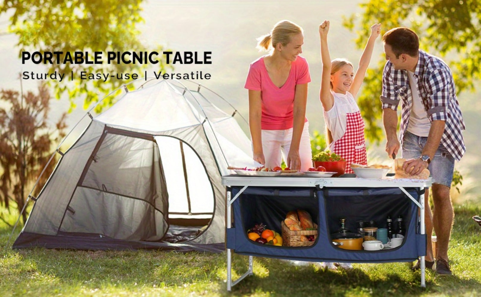 4-Foot Folding Table with Adjustable Height, Space-Saving Utility Table for Home Office detail image - detail view 16